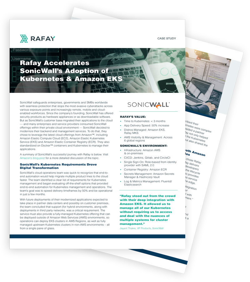 image for Rafay's PaaS Accelerates SonicWall’s Adoption of Kubernetes and Amazon EKS
