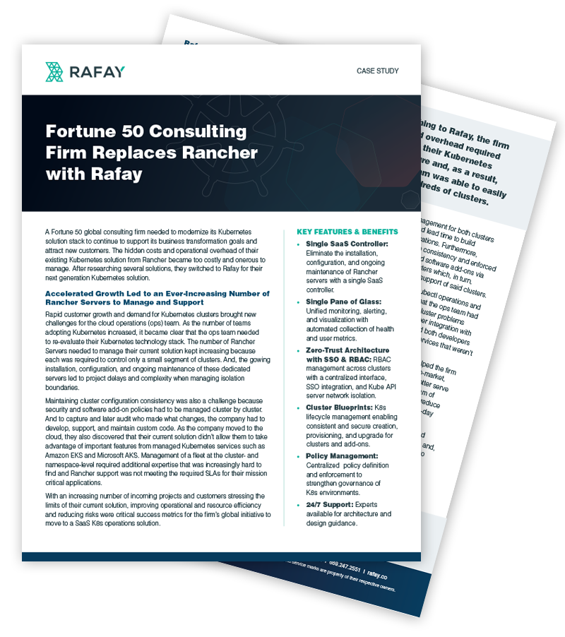image for Fortune 50 Consulting Firm Replaces Rancher with Rafay's PaaS